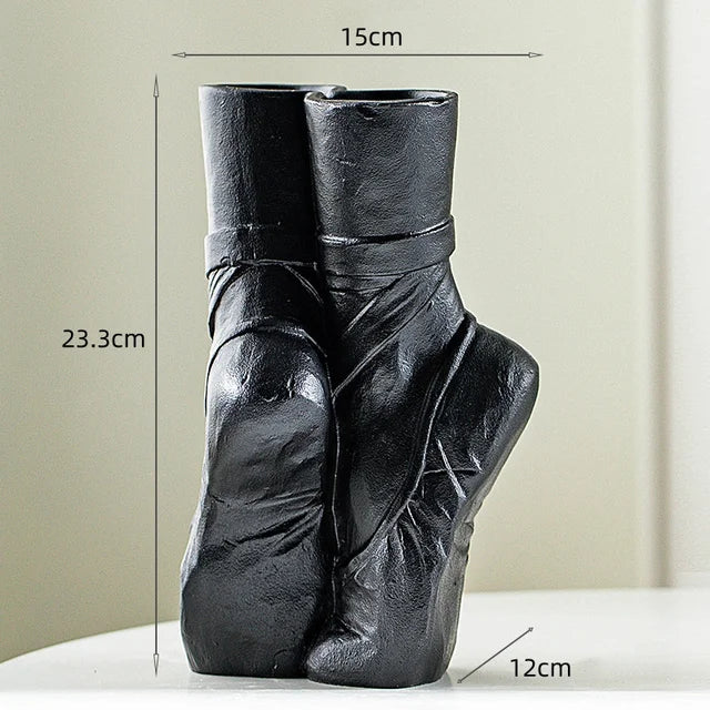 Ceramic Vase Ballet Shoes Dancer Realistic Portrait Sculpture Flower Vase Flower Arrangement Crafts Home Decoration Accessories - NOVADI