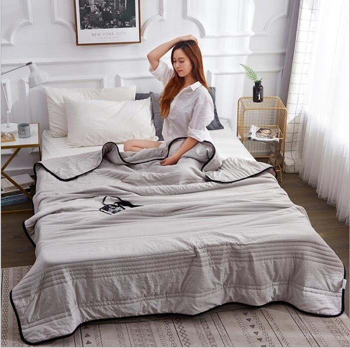 Summer Quilt Air Conditioning Quilt Solid Color Quilted Single and Double Quilt Vacuum Solid Color Summer Cool Quilt - NOVADI