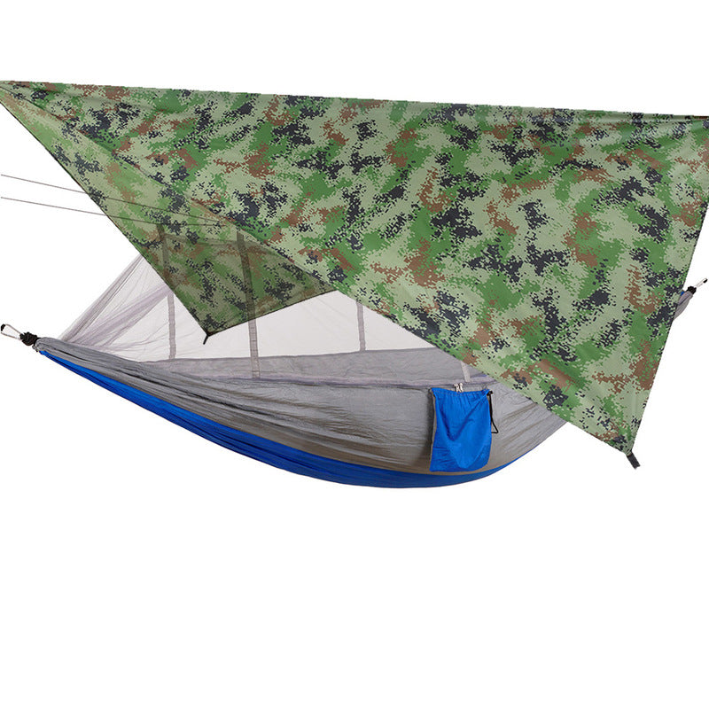 260x140cm Outdoor Double Camping Hammock with Mosquito Net and Rain Fly Tarp Lightweight Parachute Hammocks for Travel Hiking - NOVADI