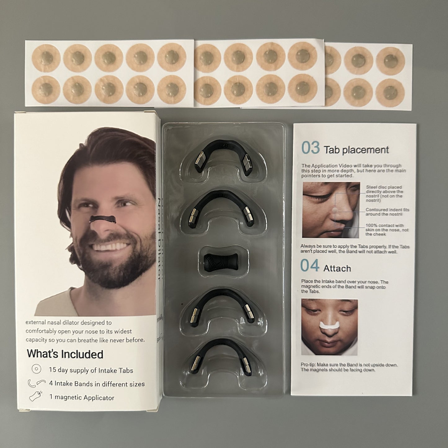 15Pairs Magnetic Nasal Strips Nasal Breathing Dilators Kits Increase Air Intake Improve Sleeping Reduce Snoring for Nighttime - NOVADI