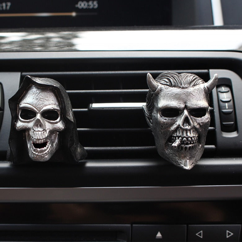 Death Skull Aromatherapy Plugin Resin Ghost Mask Car mounted Aromatherapy Clip Decoration - NOVADI