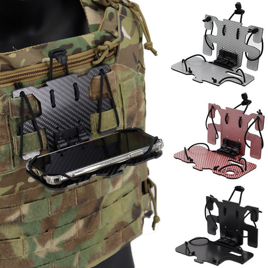 Tactical vest MOLLE system mounted carbon fiber tactical navigation board universal chest folding mobile phone carrier board