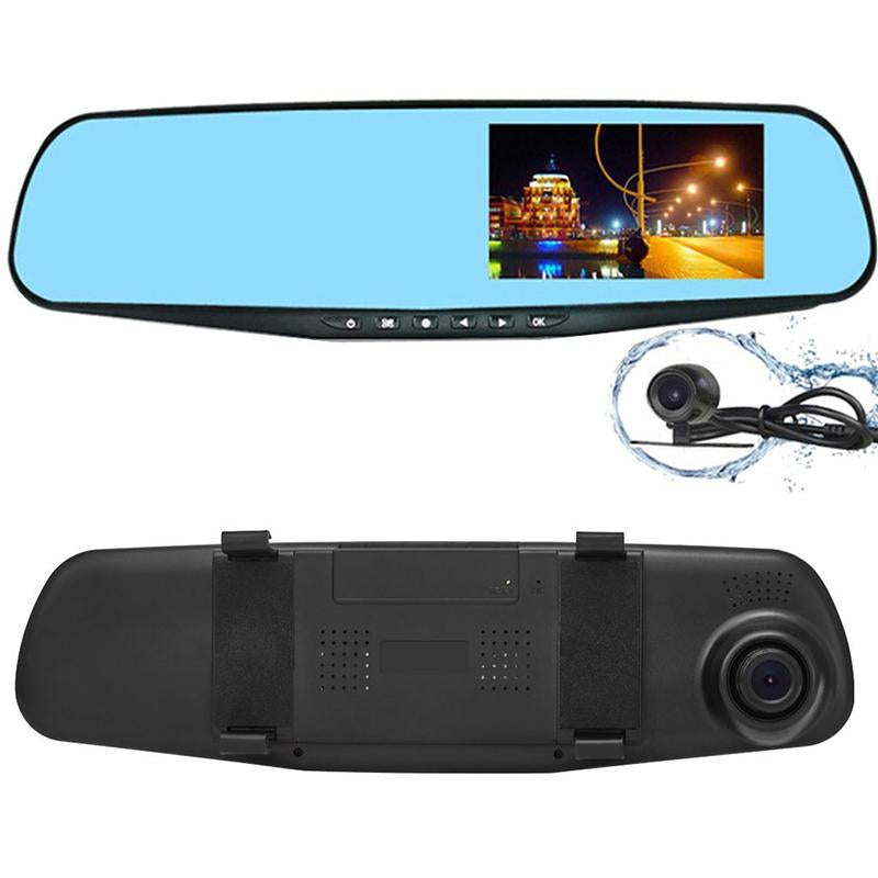 ANLUD Car Camera DVR Dual Lens Dash Cam Rear View Mirror Auto Video Recorder GPS Detector - NOVADI