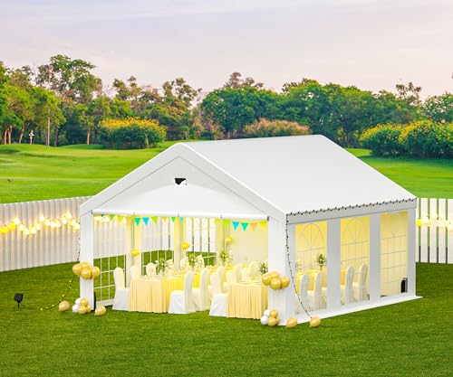 Sannwsg Party Tent -10x20FT Heavy duty Tent with Removable Side, Wedding Exclusive Holday Bithday BBa Backyard Evening Tent