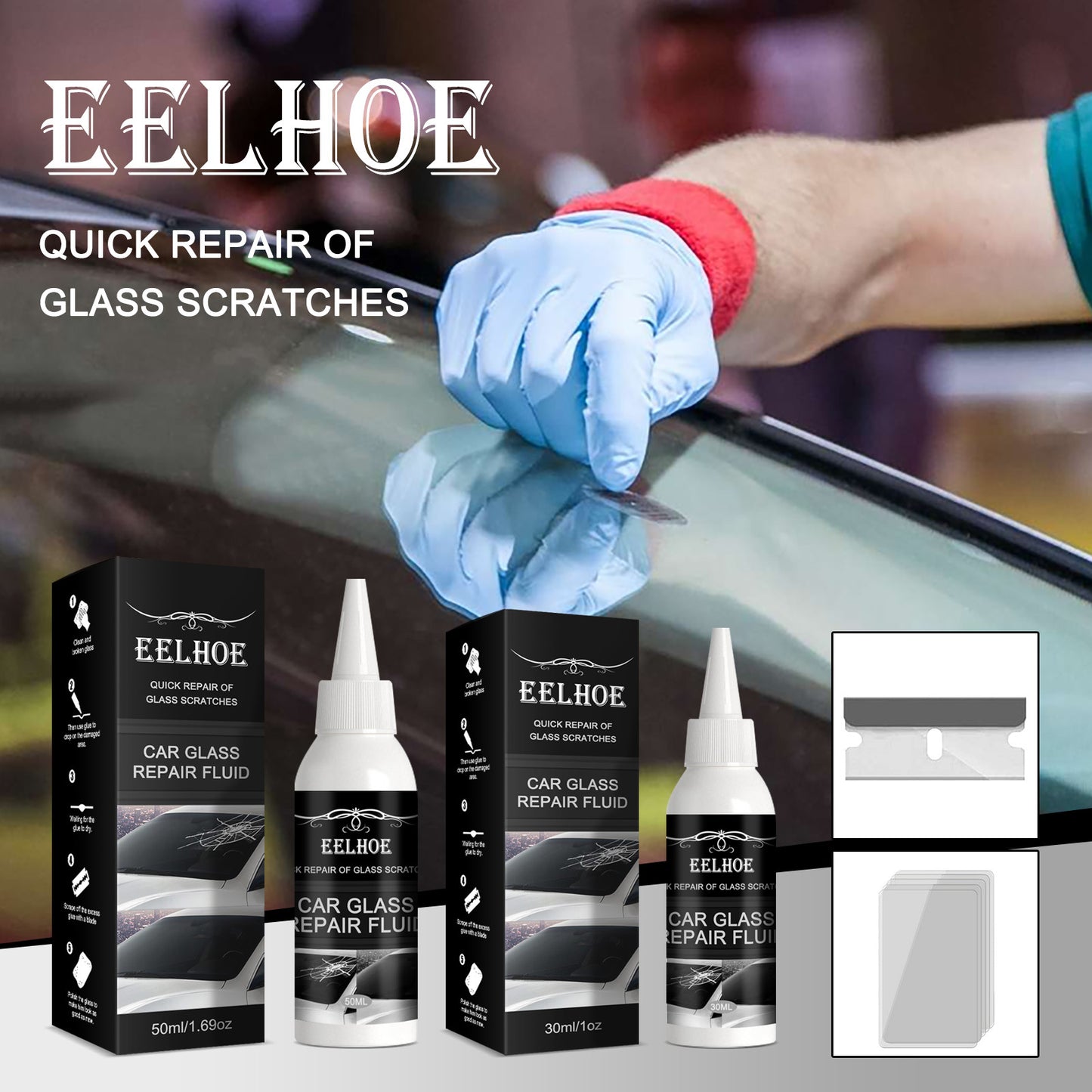 EELHOE Auto Glass Repair Glue Windshield Repair Crack Adhesive Repair Glue