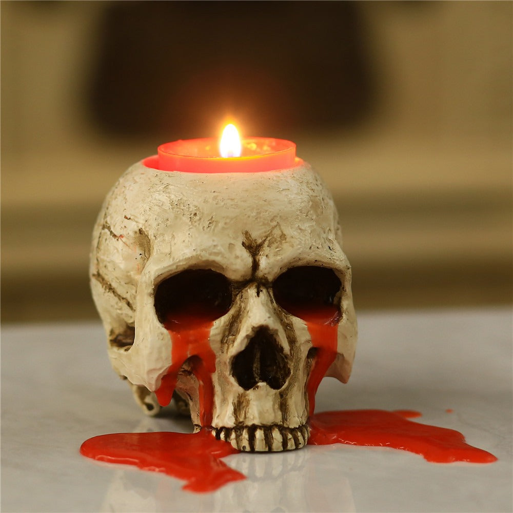 Antique Skull Candle Holder Home Decoration Ornaments Tear Column Candle Base Tea Wax Holder