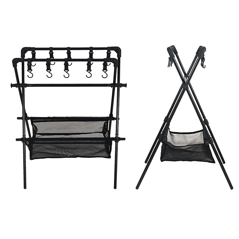 Outdoor camping folding shelf camping car drying rack drying net drying rack storage rack - NOVADI