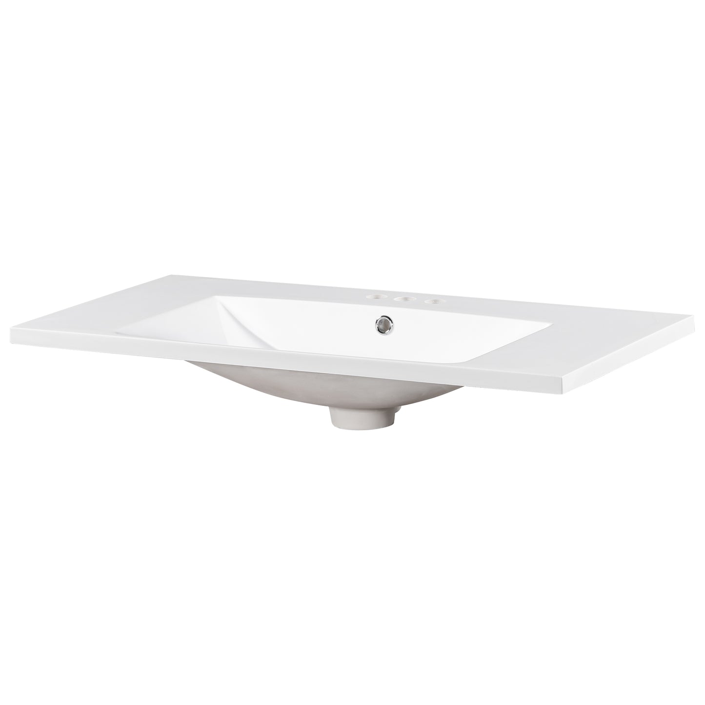 36" Single Bathroom Basin Sink, Vanity Top Only, 3-Faucet Holes, Resin - NOVADI