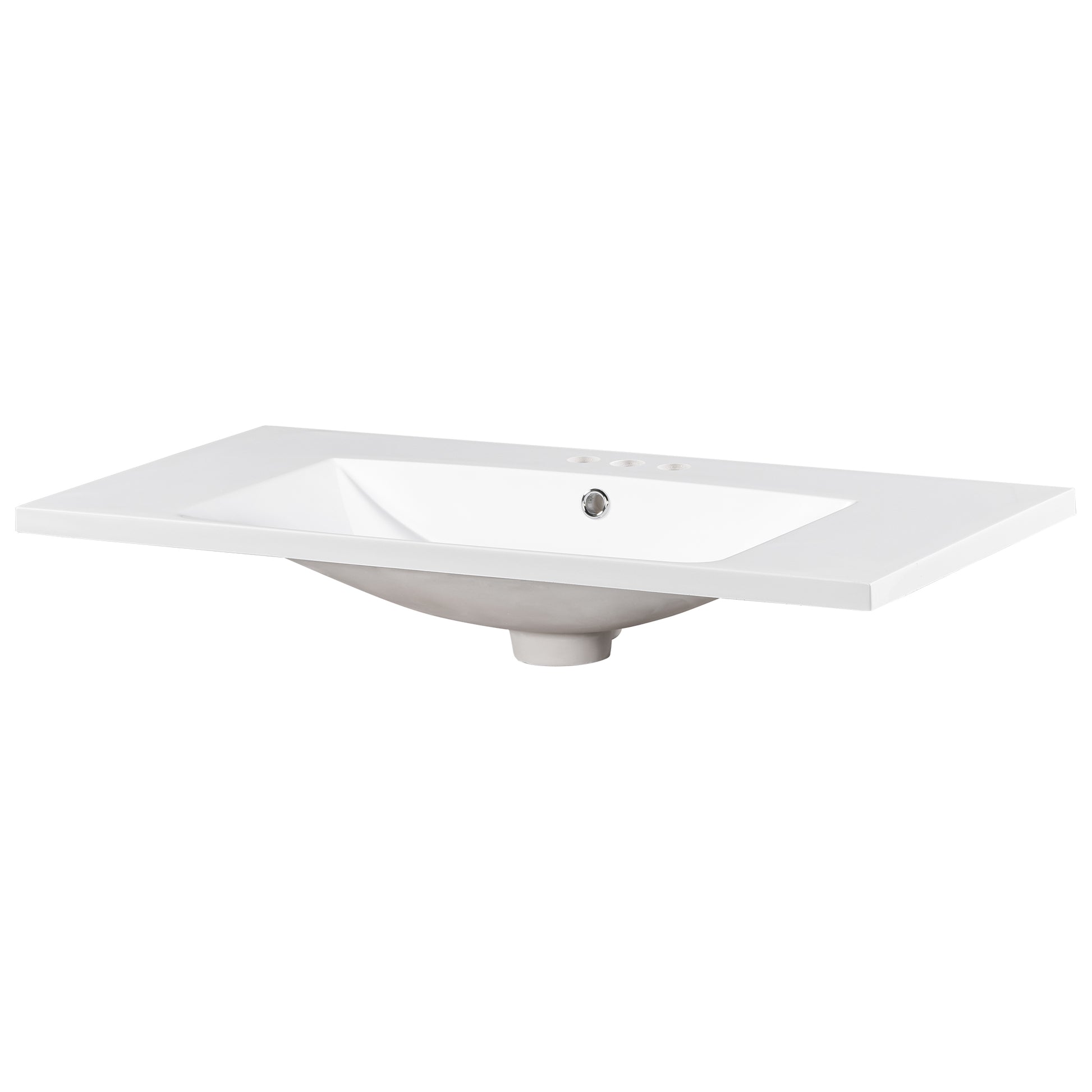 36" Single Bathroom Basin Sink, Vanity Top Only, 3-Faucet Holes, Resin - NOVADI