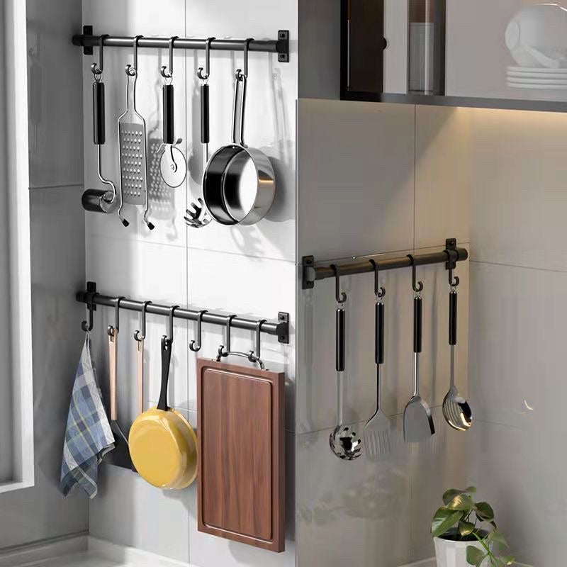 Kitchen Hanging Spoon Hanger Hook Punch-Free Wall-Mounted Wall Hook Rack Supplies Row Hook Sticky Hook Hook Rack