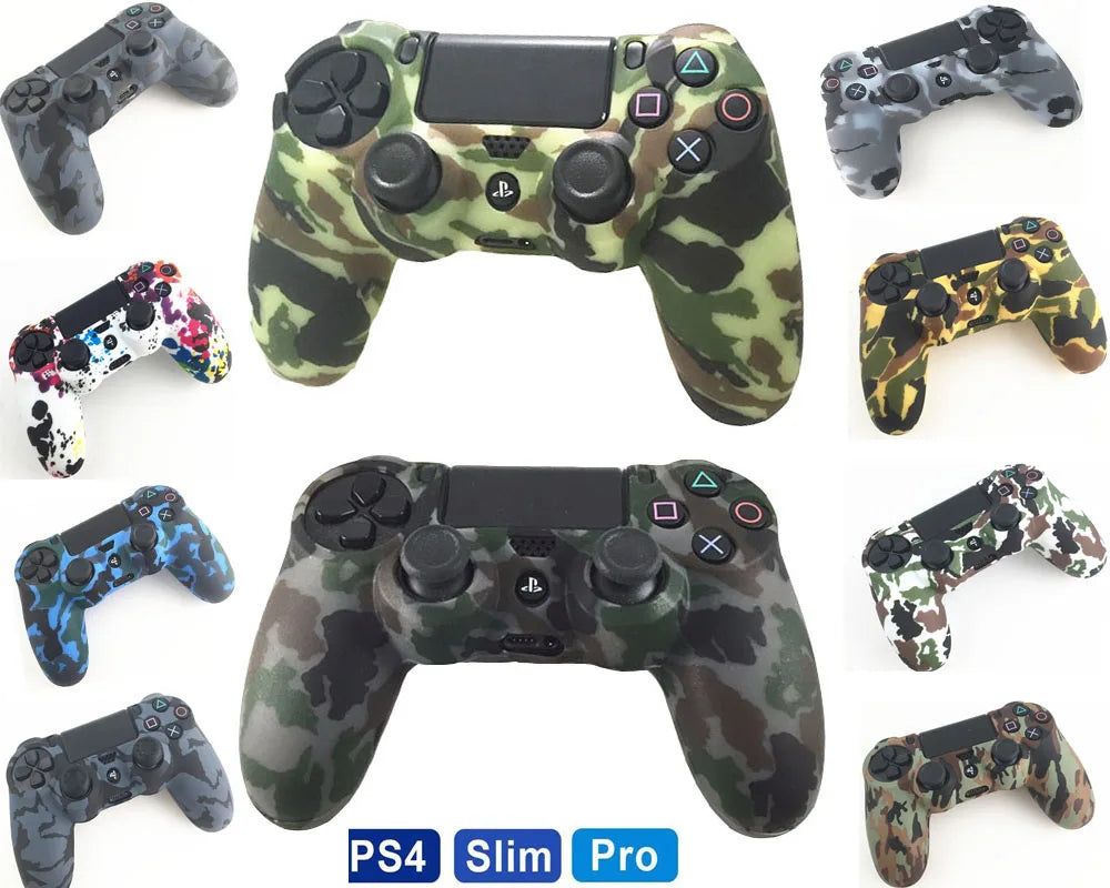 PS4 Accessories Silicone Gel Guards sleeve Skin Grips Cover Case Caps For Playstation 4 PS4 Pro Slim Durable Camouflage Camo - NOVADI